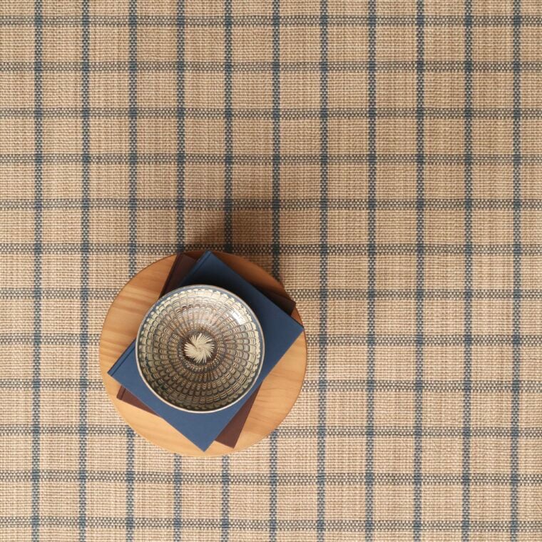 Teff Hankie Plaid Blue, Natural Strie 16