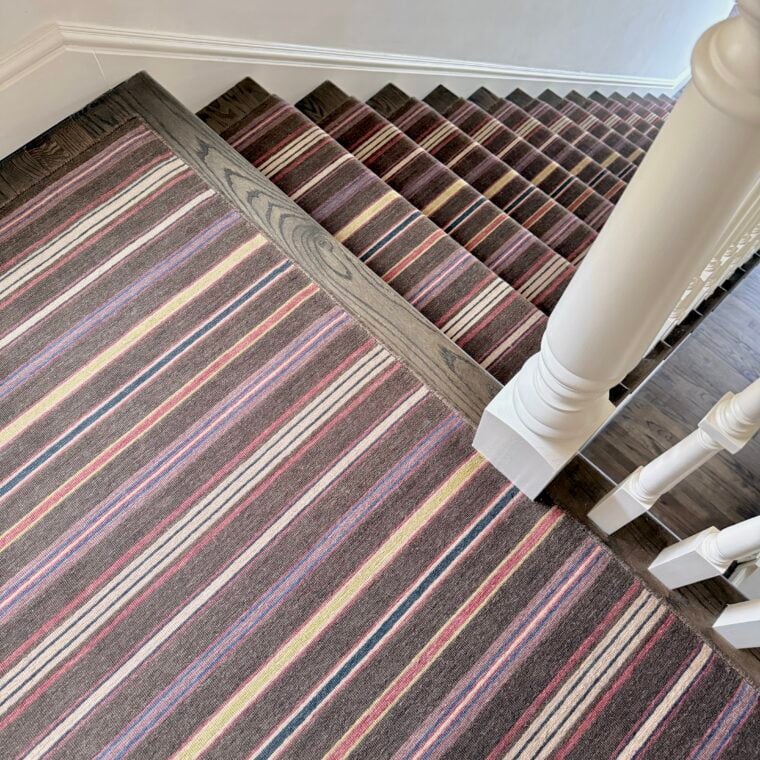 ECloth Shaman Stripe Flatweave Brown, Tan Quick Ship Stair Runner & Landing 1