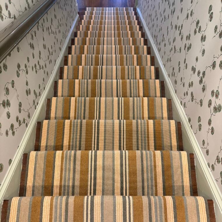 ECloth Summer Stripe Flatweave Margaret Ochre Stair Runner - Meg Carr