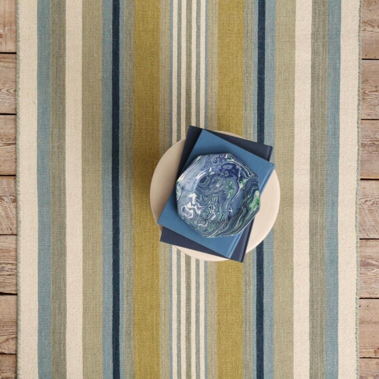 ECloth Nomad Stripe Flatweave Sea Greens Styled 3