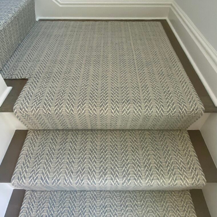 Teff Piro Weave Cloud Blue Quick Ship Stair Runner & Landing - Clark Interiors 1
