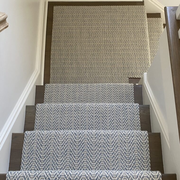 Teff Piro Weave Cloud Blue Quick Ship Stair Runner & Landing - Clark Interiors 2